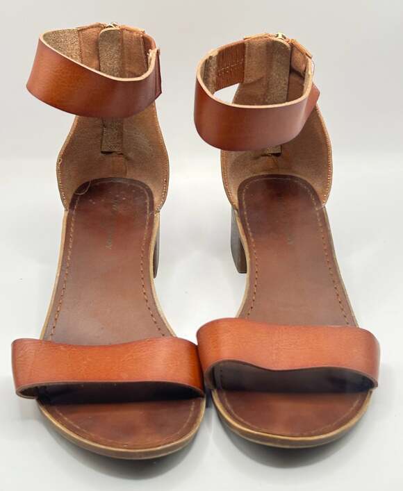 Rock & Candy Shoes - Rock & Candy Nancie Brown Ankle Strap Block Heel Tassel Sandals